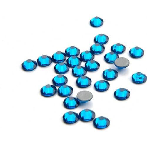 Iron on Rhinestones Flat Back SS6-SS34 Crystals Gray Back Blue Strass for Handicrafts