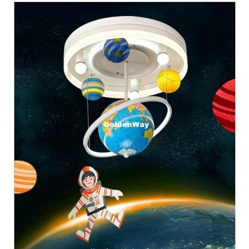 Modern Globe Ceiling Light Creative LED Cartoon Lamps Boy Children Bedroom Kid Room 110V~240V Art Deco Light Remote Controller