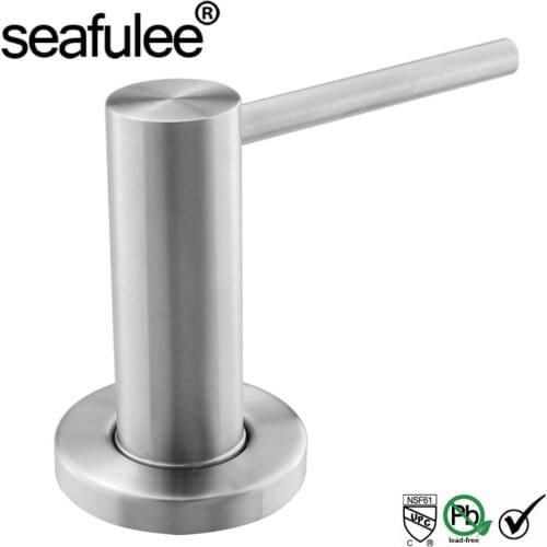 Solid 304 Brushed Stainless Steel Kitchen Sink Liquid Soap Dispenser Spot Head 17 OZ (500ML)Bottle Deck Installation