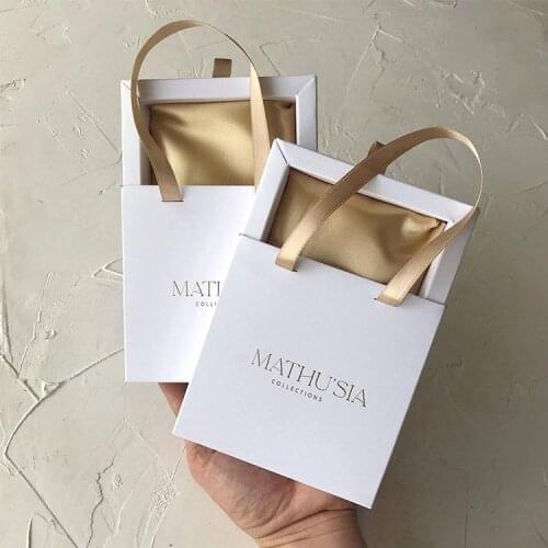 Custom pink white sliding drawers pull out luxury jewellry jewellery packaging paper box with satin for necklace jewelry storage