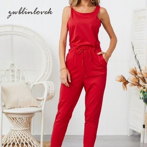 Romper Womens Ankle Pencil Pants One-piece Playsuit Sexy Off Shoulder Sleeveless O-neck Solid Tank Jumpsuits Overalls 2C0078