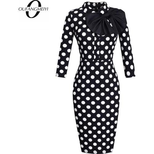 Retro Women Elegant Classice Front Bow Designed Party Bodycon Work Charming Pencil Dress EB244