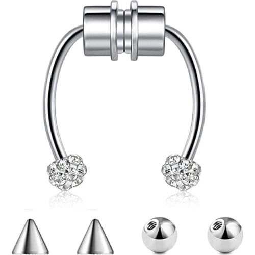 1pcs U Shaped Fake Nose Ring Hip Hoop Septum Rock Stainless Steel Magnet Nose Piercing Punk Piercing Body Jewelry Free Shipping