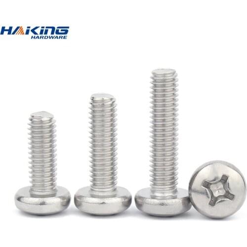 10/50 M2 M2.5 M3 M3.5 M4 M5 M6 M8 A2 304 Stainless steel Cross Round Phillips Pan Head Screw Bolt Dia 2 3 4 5 8mm Length 3-100mm
