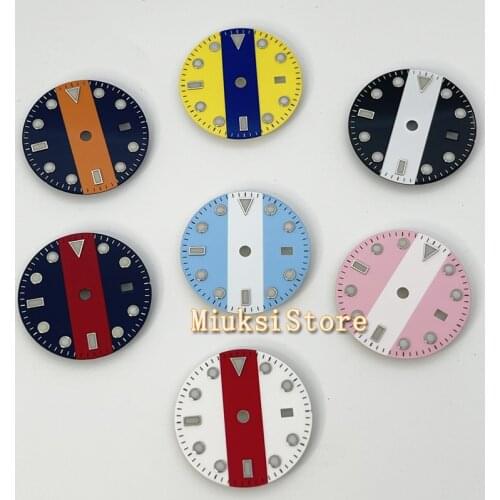 28.5mm Sterile Dial Luminous Mark two color fit ETA 2826 2824 Seagull 1612 Mingzhu DG 2813 3804, Miyota 8205 8215 821A movement