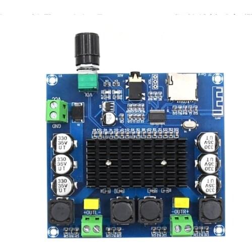 2x100W Bluetooth 5.0 TDA7498 digital Power amplifier board Stereo Audio AMP Module Support TF Card AUX XH-A105