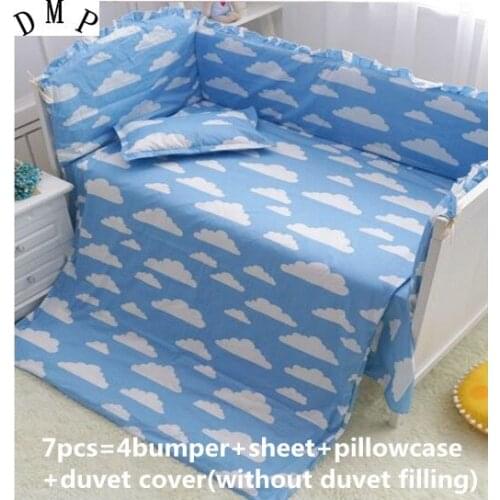 Promotion! 6/7PCS Cartoon Crib Baby Bedding Set Baby Nursery room decoration Cot Ropa de Cama, 120*60/120*70cm