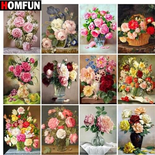HOMFUN Diamond Painting Full Square/Round Drill 5D DIY "Flower beautiful " Daimond Embroidery Rhinestone Cross Stitch Decor