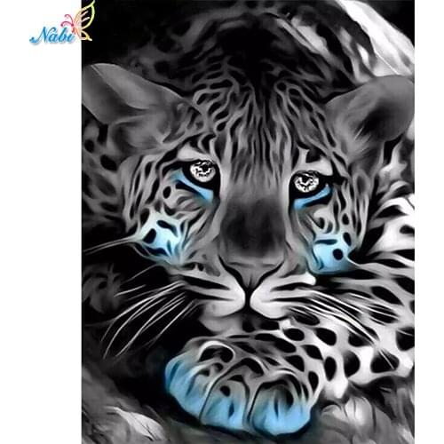 Nabi 5D Diamond Painting Leopard Cross Stitch Diamond Embroidery Animal Picture Of Rhinestones Mosaic Decoration Home Art