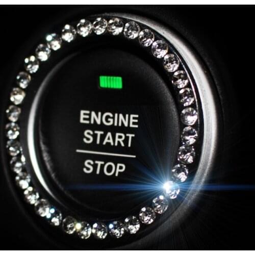 Bling Crystal Car Engine Start Stop Sticker Auto Interior Decoration Ring Accessories Car-Styling