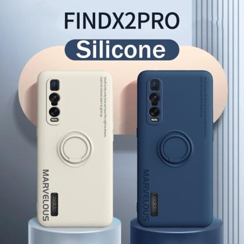 Liquid Silicone Oppo Find x2 Pro Case with Ring Holder For Oppo Findx3 Find x3 Lite neo Reno 5 5k Findx2 Pro Plus + Matte Cover