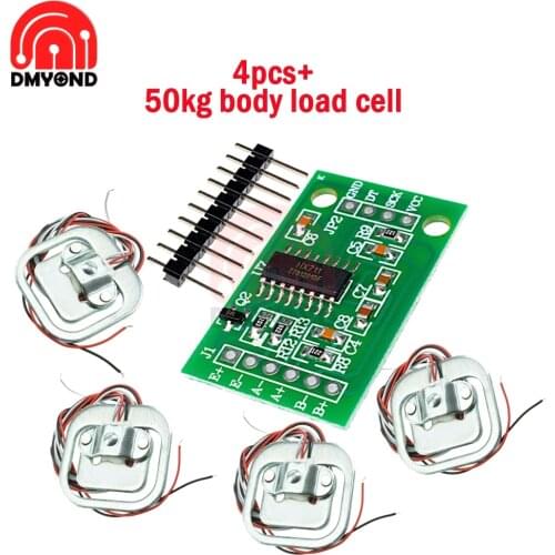 4pc 50kg Human Scale Load Cell Weight Sensor+1pc HX711 AD Module Body Load Cell Weighing Sensor Pressure Sensor Measurement Tool