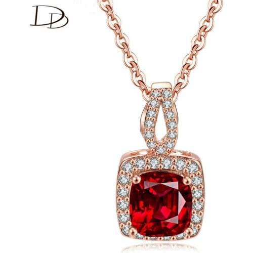 DODO Chic Cube Red AAA Zircon Fashion Rose Gold Color Pendant Necklace For Women Wedding Pageant Choker Jewelry Wholesale DSN009