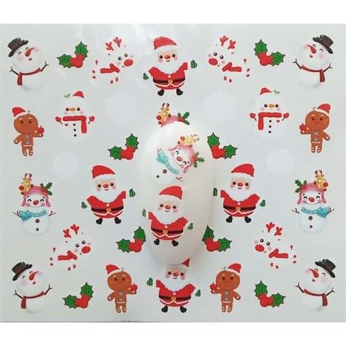 E20 Wrap Nails Water Nail Decal and Sticker Christmas snowman Simple Summer Slider for Manicure Nail Art Watermark Tips