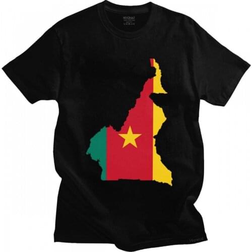 Fashion Cameroon Map Flag T-shirt Men O-neck Short-Sleeve Casual Tshirt Pure Cotton Regular Fit Tee Shirt