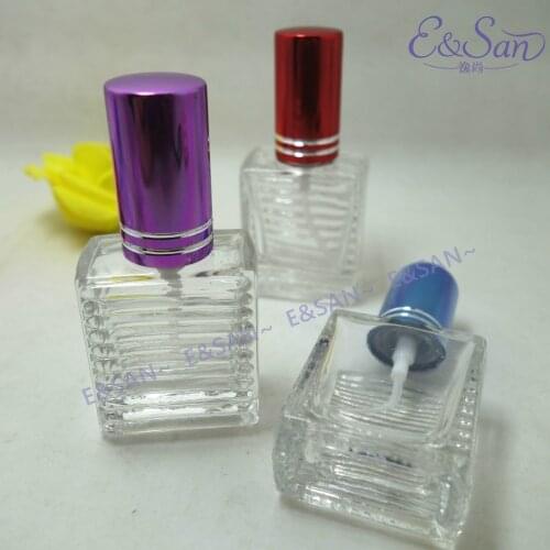 FX330-10ML Square Single Horizontal Striped Transparent Glass Cosmetics Perfume Spray Bottle 100PCS/LOT