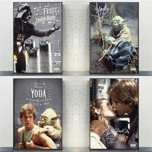 Disney Star Wars Quotes Retro Wall Art Posters and Prints Yoda Portrait Paintings on the Wall Canvas Pictures Home Decor Cuadros