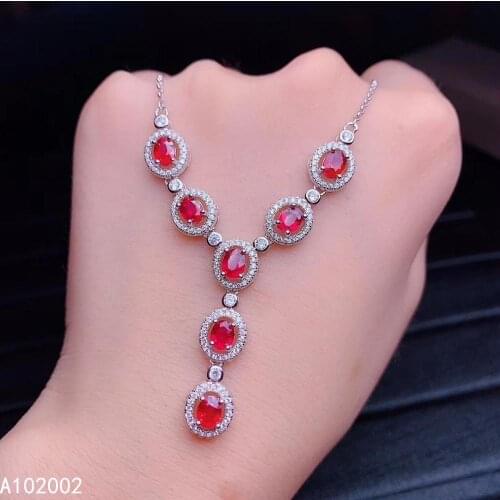 KJJEAXCMY fine jewelry natural ruby 925 sterling silver women gemstone pendant necklace chain support test noble hot selling