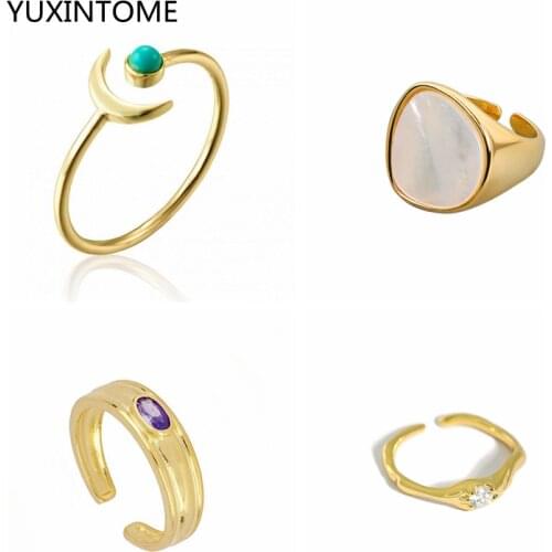 24K Gold Turquoise Ring Moon Opening Ring For Women Charming Finger Rings Wedding Engagement Rings Jewelry Gift Wholesale