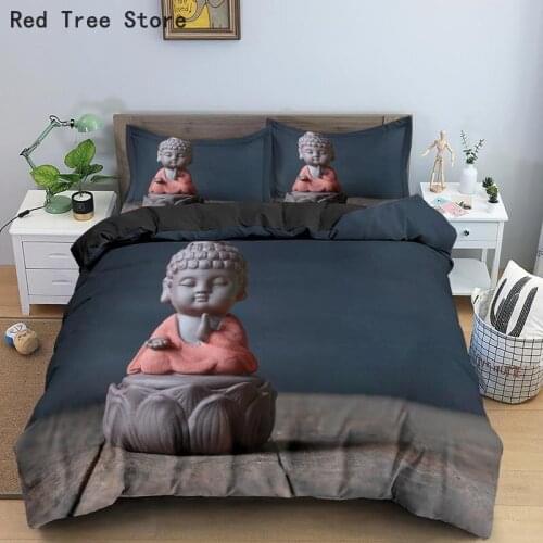 AU/UK/EU/US Size Bedding Set Buddha Statue 3D Print Single Double King Queen Luxury Duvet Cover Pillowcase 2/3pcs Bedclothes