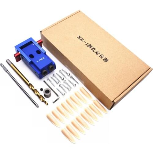 Pocket Hole Jig System Kit Woodworking Oblique Hole Punch Locator With 9.5mm Step Drilling Bit Screwdriver Hex Wrench