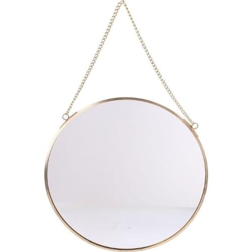 H7JC Nordic Round Wall Hanging Mirror Gold Dressing Table Makeup Mirrors Bathroom Bedroom Decoration Supplies