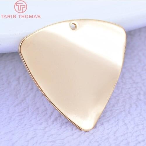 6PCS 26x26MM 24K Gold Color Plated Brass Glossy Triangle Charms Pendants High Quality DIY Jewelry Making Findings