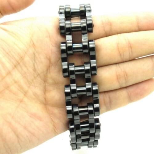 Hot 22mm Huge Heavy Mens Cool Black Motorbiker Biker Bracelet Jewelry Bangle 316L Stainless Steel Free Shipping