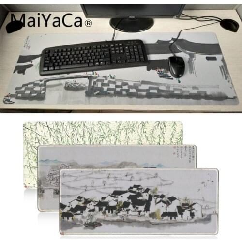 Maiyaca Vintage Cool Jiangnan Chinese Painting Natural Rubber Gaming mousepad Desk Mat Newest Super large Cute mouse pad gamer