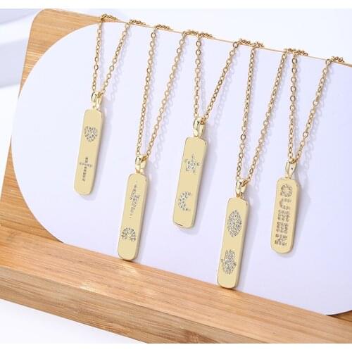 Trendy Cross heart lightning rainbow star moon palm eye queen Copper micro-zircon pendant necklace lovers' Party Jewelrys