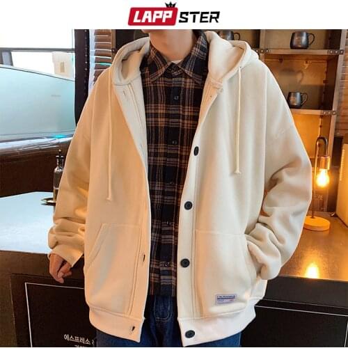 LAPPSTER Men Japanese Streetwear Jackets 2021 Winter Hooded Jackets Coats Mens Wool Inside Thick Windbreaker Baseball Jacket 5XL