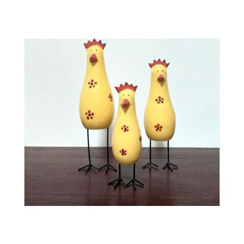 SET Creative miscellaneous Japanese style wooden chicken wine cabinet decoration living room cabinet hand-pain sculptures room