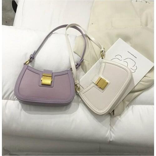 2020 New Vintage Baguette Women Small Shoulder Bags PU Leather Luxury Handbags Fashion Mini Shoulder Bag Summer Clut Flap Single