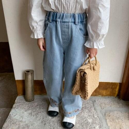 2021 new arrival girls boys denim long pants autumn fashion kids jean pants 3-8 years YU988