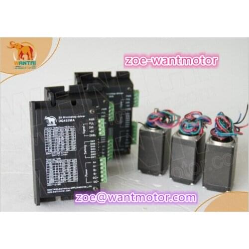 New CNC Kit! Wantai 3 Axis Nema11 stepper motor 28BYGH501 1200g-cm(17oz-in) 0.67A+Drivers DQ420MA 36V 128Micr CNC Mill Laser Cut