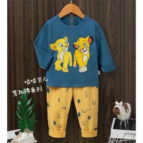 Children Cotton Pajamas Set Baby Boy Cartoon Mickey Fall Clothes Kids Cute Minnie Sleepwear Toddler Girls Long Sleeves Outfits