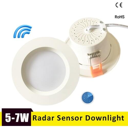 Radar Motion Sensor LED Downlight 5W 7W Intelligent Round Recessed Ceiling Lamp 110/220V Led Bulb For Garage Corridor Toilet