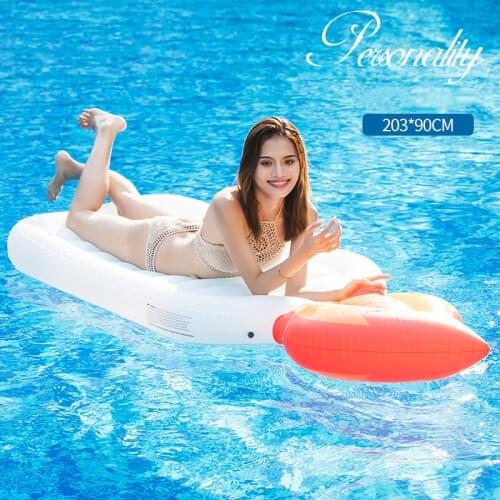 Rooxin Inflatable swimming ring candle Deck chair floating row adult swimming circle swimming pool floating bed Beach Toys