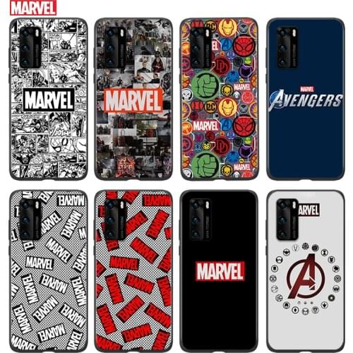 Silicone Cover Marvel Logo Avengers For Huawei P 50 P40 P30 P20 P10 P9 P8 Pro Plus Lite E mini 2017 2019 Phone Case