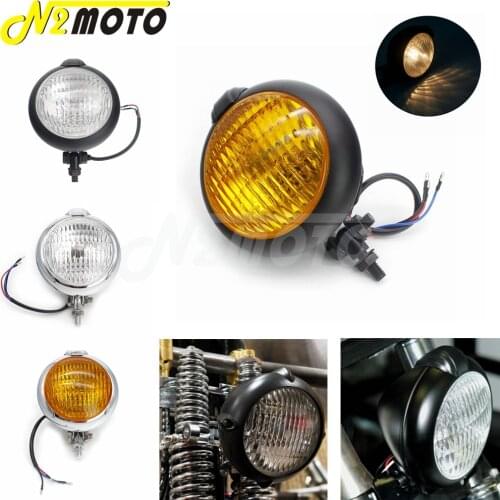 Universal Retro 4.5" Motorcycle H4 Bulb Vintage Head Lights EMARK E4 Headlights For Harley Chopper Sportster Dyna Softail Custom