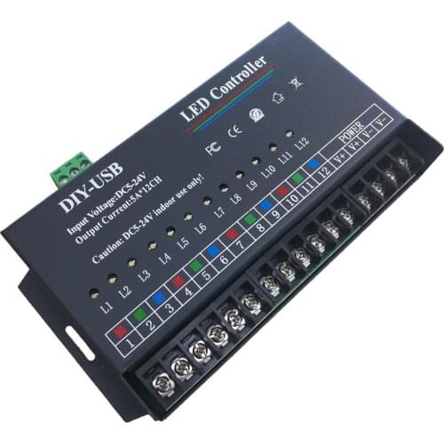 USB DIY LED RGB Controller 12 Channel Programmable Controller 5a 12channels Strip Module DC Aluminum DC5V Dc12v
