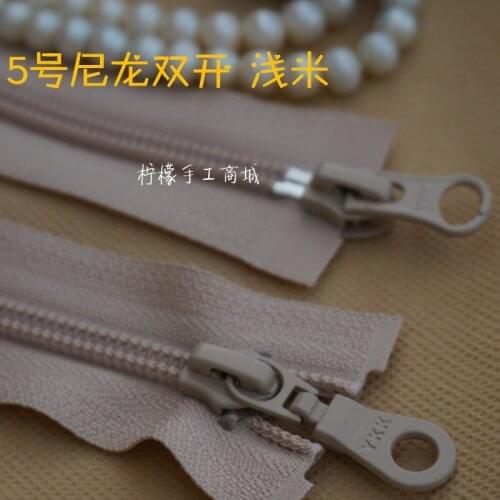 YKK5 nylon zipper red white beige 50-110cm coat cardigan down clothing coat Chong Fengyi coat
