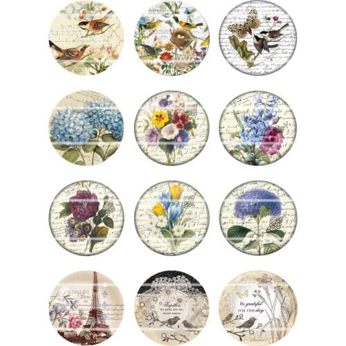 Handmade Colorful picture Round Glass Cabochons Refrigerator magnet for Necklace Decoration and Phone Chain Accessaries217