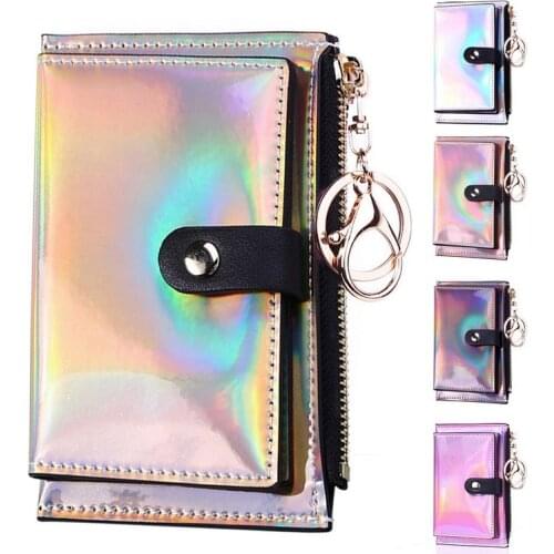 Laser Shine Wallet Women 2021 New Cool Purse Small Card Holder Zipper Coin Pocket Female Wallet Trifold Short Wallets For Women