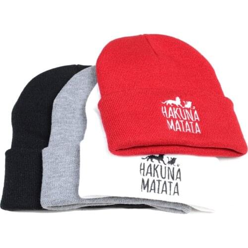 The Lion King embroidery Knitted Hat Warm winter Women Men Beanie Hakuna Matata Funny Skullies Beanies Hats