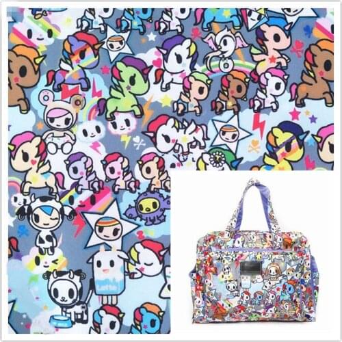 145cm Width Cartoon Star Unicorn Printing Canvas Fabric For Cushion Cover/Diy Handbag/Slipcover/Curtain DIY Sewing