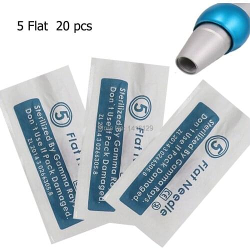 20pcs/lot 5 Flat Tattoo Needles Cartridges Safety Tattoo Needles For Permanent Makeup Liberty Machine