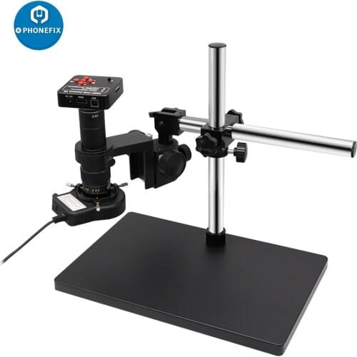 38MP 2K HDMI USB Microscope Camera 180X C Mount Lens 56 LED Light Video Recorder Adjustment Rotating Bracket for Welding Repair