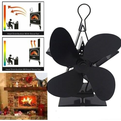 4-Blade Heat Powered Stove Fan for Wood / Log Burner/Fireplace Quiet Environmental Fan Heater Tool Efficient Heat Distribution