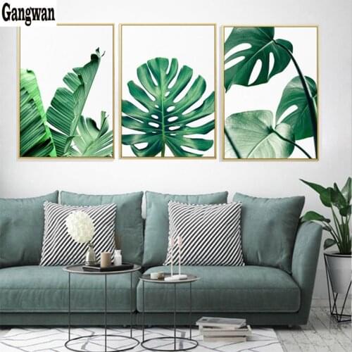5D mosaic Plant Leaf Green Wall Art diamond Painting cross stitch 3d rhinestone Pictures full embroidery 3pcs Living Room decor